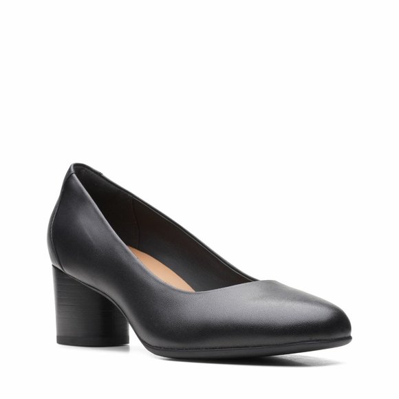 Clarks Womens Un Cosmo Dress Black Leather Shoes - Picture 2 of 5